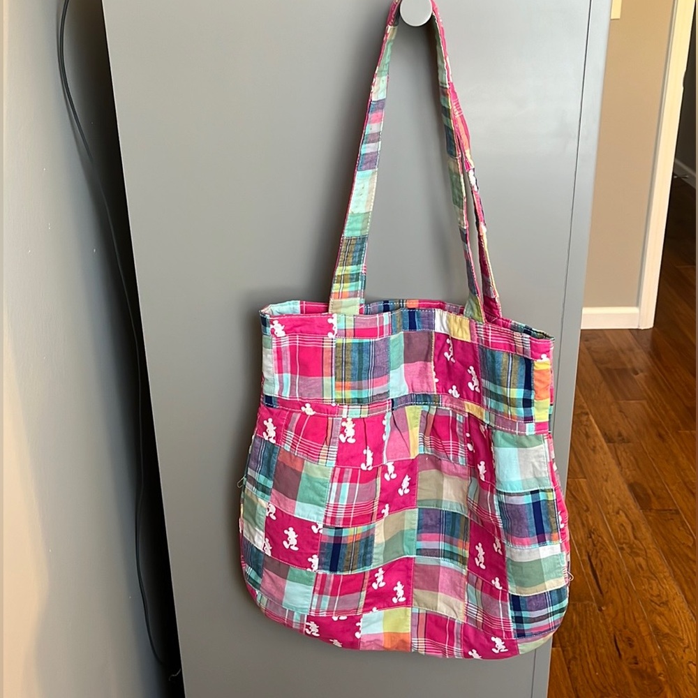 Disney Parks Pink Patchwork Mickey Mouse Tote - image 1